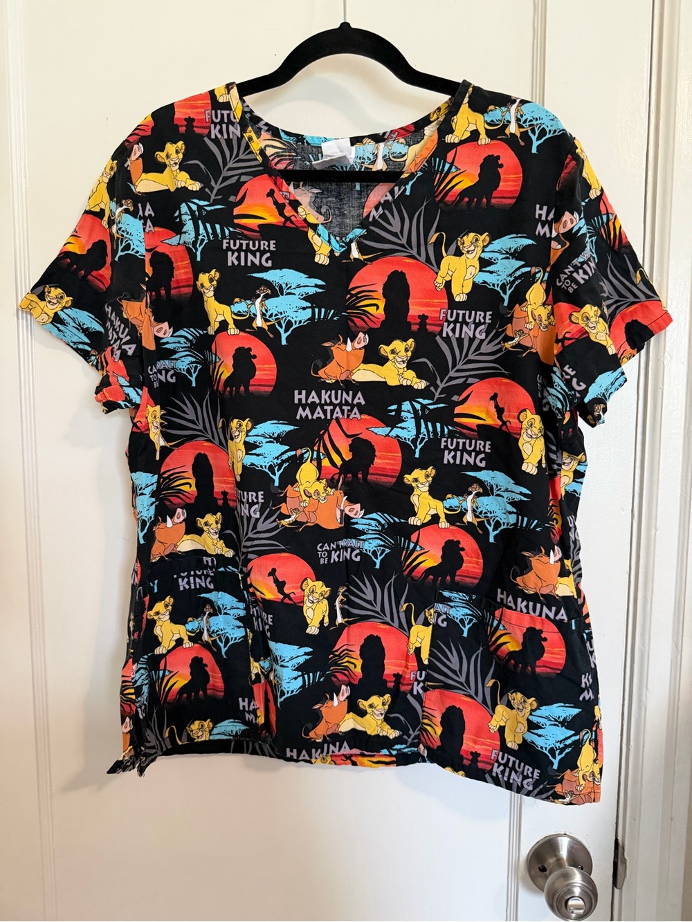 Women’s Black Lion King Graphic scrub top